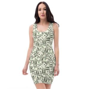 Stylish Money Print Dress. With a little pink mark as shown in the last picture